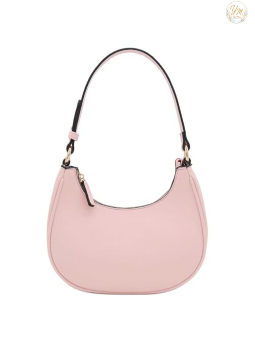 Small Crescent Shoulder Bag PU Leather Zipper Underarm Purse